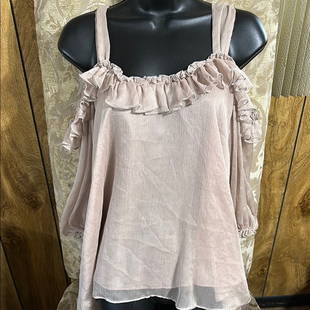 Cecico Pink Ruffled Blouse with Adjustable Straps